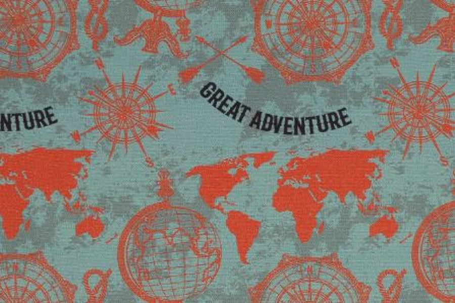 10cm Canvas "Kompass - great adventure" DUNKELMINT/ROT  (Grundpreis € 10.00/m)  